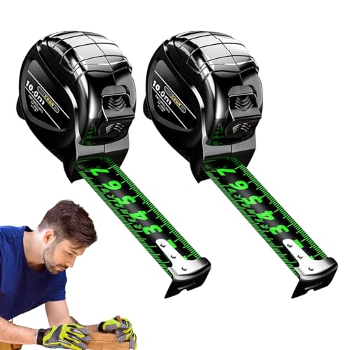 Maßband | 2 Stück 10m Stahl Rollbandmaß - Wasserdichtes Holzwerkzeug Fluoreszierende Doppelskala Rollbandmaß Für Haushalt Maßband | 2 Stück 10m Stahl Rollbandmaß - Wasserdichtes Holzwerkzeug Fluoreszierende Doppelskala Rollbandmaß Für Haushalt von Generisch