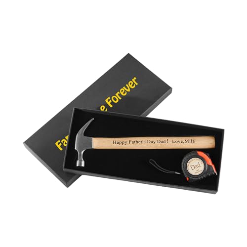 Maßband Hammer Set - Custom Wood Dad Maßband | Einzigartiges Maßband | Happy Father's Day Holzgriff | Größenmessband | Vatertag Werkzeugset für Männer, Vater, Opa von Generisch