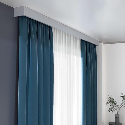 Maßgefertigtes 4-in-1-Doppelschienen-Vorhangsystem mit Querbehangkasten, robusten verdeckten Schienen, kompletter Beschlag für die Deckenmontage, 671 cm (22 Fuß) dekorative Fensterbehandlung von Generisch
