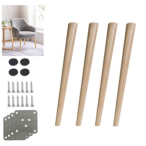 Massivholz Möbelbeine, 4er Pack Eiche Schrankfüße Schreibtischbeine Ersatz Esstisch Füße Stuhlbeine Sofa Standfüße Lounge Sofa Abgewinkeltes Kegel Design mit Zubehör Massivholz Möbelbeine, 4er Pack Eiche Schrankfüße Schreibtischbeine Ersatz Esstisch Füße Stuhlbeine Sofa Standfüße Lounge Sofa Abgewinkeltes Kegel Design mit Zubehör von Generisch