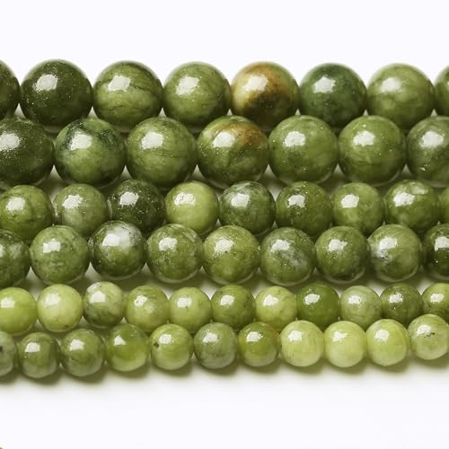 Matcha-grüne Jadestein-Perlen, Edelstein, rund, Kristall, für Schmuckherstellung, DIY, 1 Strang, 39,4 cm, 31 Stück, 12 mm von Generisch