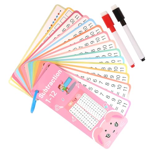 Mathematik -Lernkarten, Mathematikkarten | Addition Subtraction Multiplication Division Spiel | Trockener Löschen doppelseitig pädagogischer Flash -Karten Loch für interaktives Lernen, Klassenzimmer H von Generisch