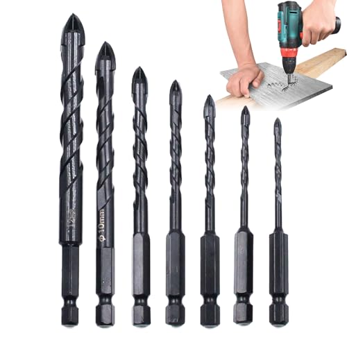 Mauerwerk Drillbits - 7 Stücke Beton Mauerwerk Drill Bits | Set für Fliesenglasbohrköpfe | Hochfestes Elektrowerkzeug präzises industrielles Bohrzubehör für Glas-, Ziegel- und Männerzubehör Mauerwerk Drillbits - 7 Stücke Beton Mauerwerk Drill Bits | Set für Fliesenglasbohrköpfe | Hochfestes Elektrowerkzeug präzises industrielles Bohrzubehör für Glas-, Ziegel- und Männerzubehör von Generisch