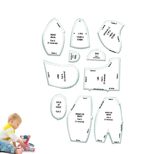 Me-Mory Bären-Vorlage aus Acryl, 25,4 cm, 30,5 cm, 30,5 cm, 38,1 cm, handgefertigtes Quilt-Lineal-Set mit Anleitung (evtl. nicht in deutscher Sprache), Me-Mory Bären-Lineal-Set, Quiltvorlagen für den von Generisch