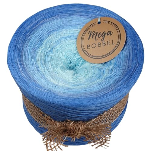 MegaBobbel*Babyblau*A423* (Außenfarbe: Ciel) Farbverlaufsgarn - Lace Garn Bobbel Wolle zum Häkeln & Stricken - 50% Baumwolle/50% Polyacryl (4 fädig, 1000m) von Generisch