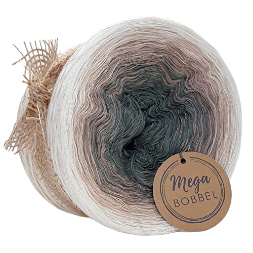 MegaBobbel*Besinnliches Fest*A237*Farbverlaufsgarn - Lace Garn Bobbel Wolle zum Häkeln & Stricken (4fädig-ca.1000m / Außenfarbe: Creme) von Generisch