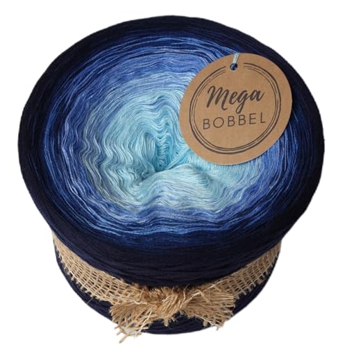 MegaBobbel*Blaue Rose*A290* (Außenfarbe: Schatten) Farbverlaufsgarn - Lace Garn Bobbel Wolle zum Häkeln & Stricken - 50% Baumwolle/50% Polyacryl (4 fädig, 2000m) von Generisch