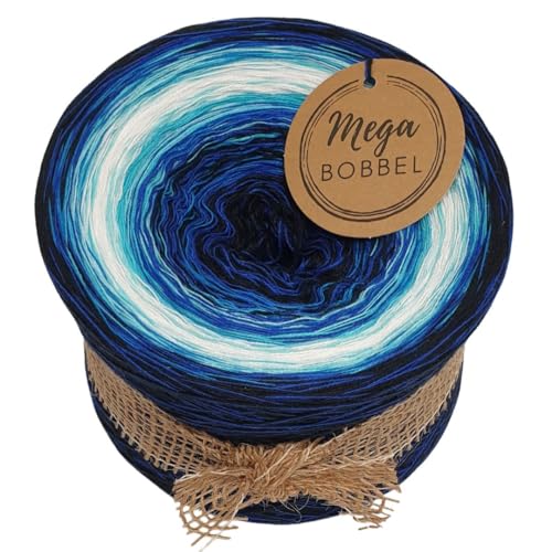 MegaBobbel*Blauer Rausch*A390* (Außenfarbe: Schwarz+Enzian) Farbverlaufsgarn - Lace Garn Bobbel Wolle zum Häkeln & Stricken (4 fädig, 1000m) von Generisch