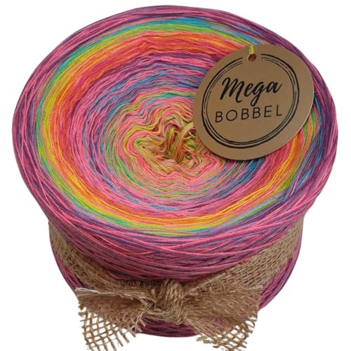 MegaBobbel*Candy Strudel*A458* Farbverlaufsgarn - Lace Garn Bobbel Wolle zum Häkeln & Stricken - 50% Baumwolle/50% Polyacryl (3 fädig, 1500m) von Generisch