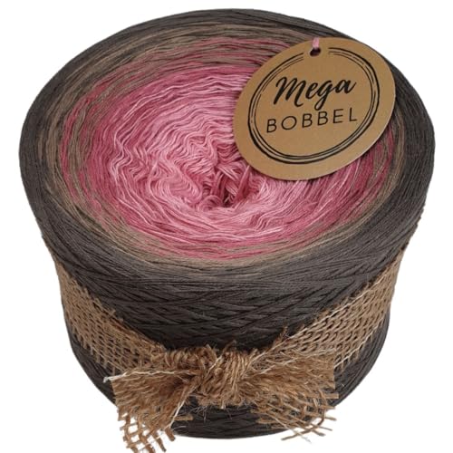 MegaBobbel*Elegantes Phlox*A446* (Außenfarbe: Taupe) Farbverlaufsgarn - Lace Garn Bobbel Wolle zum Häkeln & Stricken - 50% Baumwolle/50% Polyacryl (3 fädig, 3750m) von Generisch