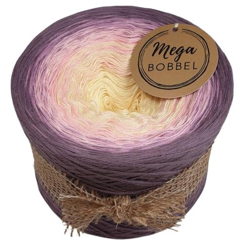 MegaBobbel*Elfenzauber*A440* (Außenfarbe: Violett) Farbverlaufsgarn - Lace Garn Bobbel Wolle zum Häkeln & Stricken - 50% Baumwolle/50% Polyacryl (4 fädig, 3750m) von Generisch