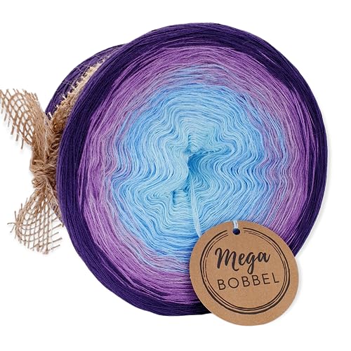 MegaBobbel*Ewige Liebe*A18*Farbverlaufsgarn - Lace Garn Bobbel Wolle zum Häkeln & Stricken (3fädig-ca.1000m / Außenfarbe: Lila) von Generisch