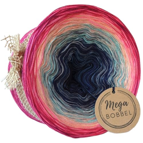 MegaBobbel*Ewige Sehnsucht*24*Farbverlaufsgarn (GP:67,50€/kg) Lace Garn Bobbel Wolle zum Häkeln & Stricken (3fädig-ca.1000m / Außenfarbe: Blautöne) von Generisch