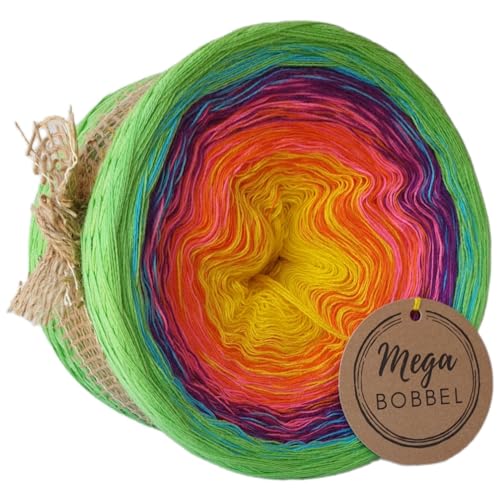 MegaBobbel*Farbrausch*A12*Farbverlaufsgarn - Lace Garn Bobbel Wolle zum Häkeln & Stricken (3fädig-ca.2000m / Außenfarbe: Apple) von Generisch