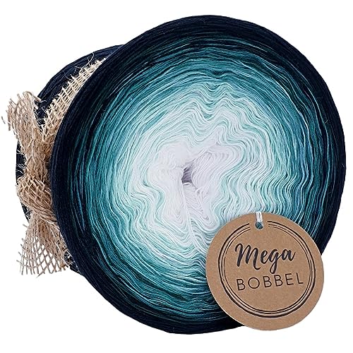 MegaBobbel*Jadetraum*A44*Farbverlaufsgarn - Lace Garn Bobbel Wolle zum Häkeln & Stricken (3fädig-ca.1000m / Außenfarbe: Schwarz) von Generisch