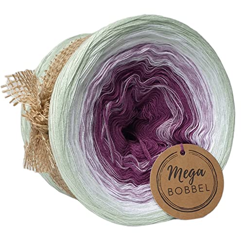 MegaBobbel*Krokusblüte*248*Farbverlaufsgarn (GP:67,50€/kg) Lace Garn Bobbel Wolle zum Häkeln & Stricken (3fädig-ca.1500m / Außenfarbe: Erbse) von Generisch