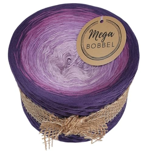 MegaBobbel Lavendelblüten Farbverlaufsgarn - Lace Garn Bobbel Wolle zum Häkeln & Stricken (3 fädig, 1000m, 50% Baumwolle / 50% Polyacryl) von Generisch