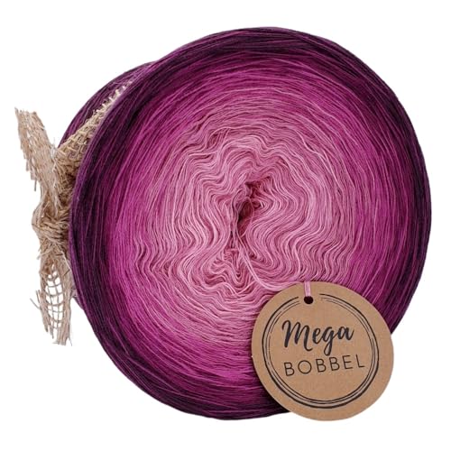 MegaBobbel*Liebe & Leidenschaft*20*Farbverlaufsgarn (GP:67,50€/kg) Lace Garn Bobbel Wolle zum Häkeln & Stricken (4fädig-ca.2000m / Außenfarben: Anemone+Phlox) von Generisch