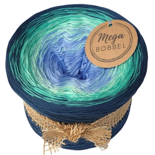 MegaBobbel*Meereswelten*A294* (Außenfarbe: Petrol) Farbverlaufsgarn - Lace Garn Bobbel Wolle zum Häkeln & Stricken (4 fädig, 750m) von Generisch