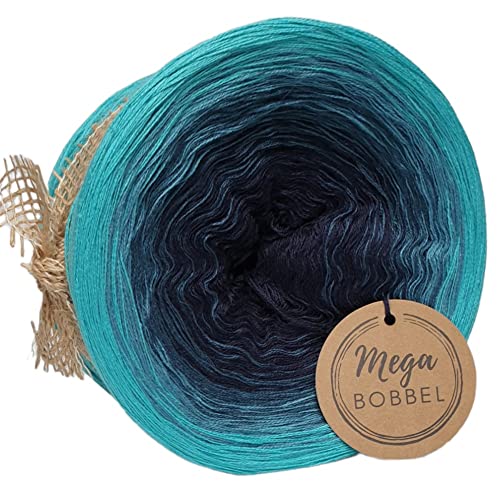 MegaBobbel*Mondschein*Farbverlaufsgarn (GP:67,50€/kg) Lace Garn Bobbel Wolle zum Häkeln & Stricken (3fädig-ca.1000m / Außenfarbe: Riviera) von Generisch