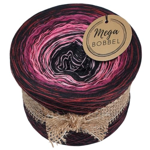 MegaBobbel Farbverlauf-Lace-Garn - Wolle zum Häkeln & Stricken (3 fädig, 2000m, 50% Baumwolle / 50% Polyacryl) von Generisch