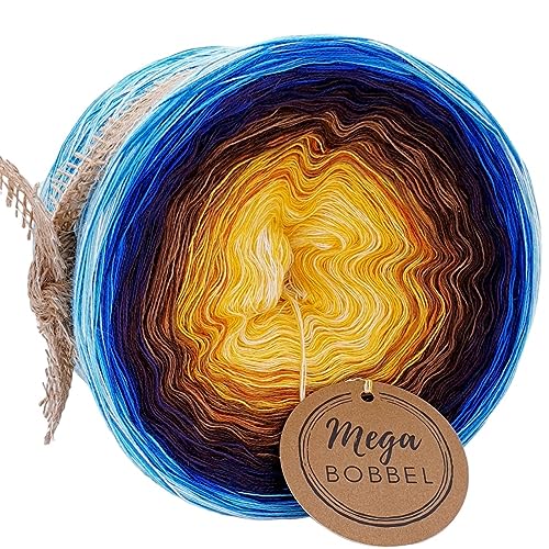 MegaBobbel*Polarsonne*31*Farbverlaufsgarn (GP:67,50€/kg) Lace Garn Bobbel Wolle zum Häkeln & Stricken (3fädig-ca.1000m / Außenfarbe: Blautöne) von Generisch