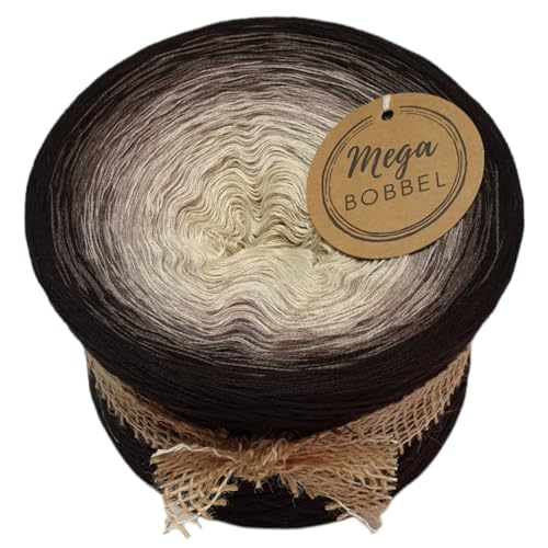 MegaBobbel*Prärie*A265* (Außenfarbe: Schokolade) Farbverlaufsgarn - Lace Garn Bobbel Wolle zum Häkeln & Stricken - 50% Baumwolle/50% Polyacryl (4 fädig, 1250m) von Generisch