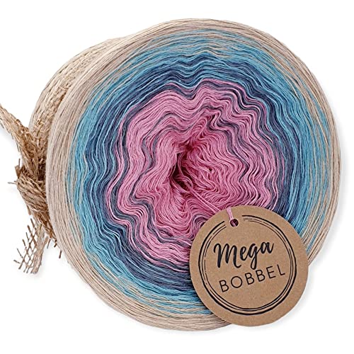 MegaBobbel*Retro Nr. 2*A26*Farbverlaufsgarn - Lace Garn Bobbel Wolle zum Häkeln & Stricken (3fädig-ca.1000m / Außenfarbe: Beige) von Generisch
