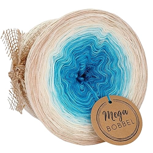 MegaBobbel*Sanfte Brise*A8*Farbverlaufsgarn - Lace Garn Bobbel Wolle zum Häkeln & Stricken (3fädig-ca.1000m / Außenfarbe: Beige+Hellbeige) von Generisch