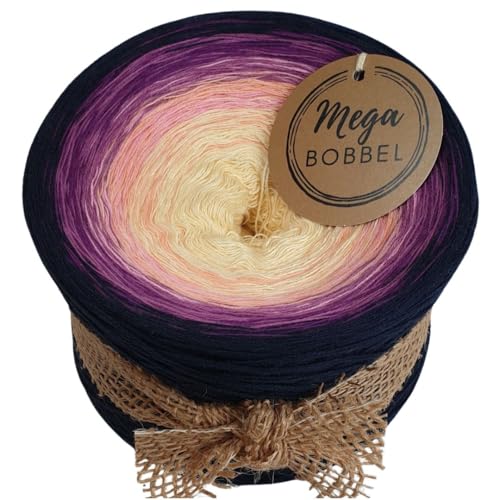 MegaBobbel*Sehnsucht*A455* (Außenfarbe: Schatten) Farbverlaufsgarn - Lace Garn Bobbel Wolle zum Häkeln & Stricken - 50% Baumwolle/50% Polyacryl (4 fädig, 750m) von Generisch