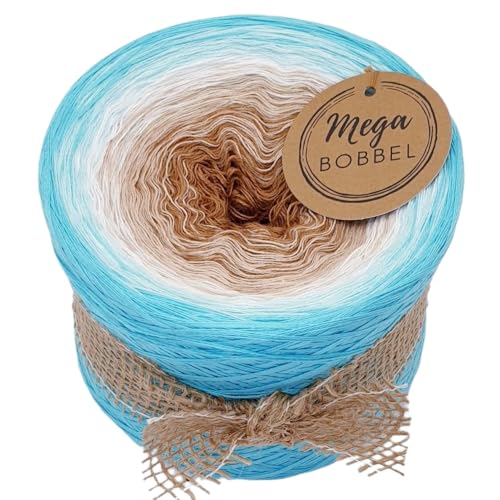 MegaBobbel*Strand & Meer*A4159* (Außenfarbe: Nymphe) Farbverlaufsgarn - Lace Garn Bobbel Wolle zum Häkeln & Stricken - 50% Baumwolle/50% Polyacryl (3 fädig, 3750m) von Generisch