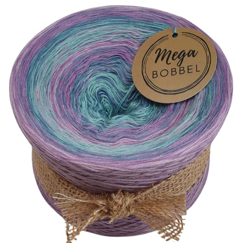 MegaBobbel*Strudel mit Jade & Erika*A451* (Außenfarbe: Milka+Erika) Farbverlaufsgarn - Lace Garn Bobbel Wolle zum Häkeln & Stricken - 50% Baumwolle/50% Polyacryl (3 fädig, 1000m) von Generisch