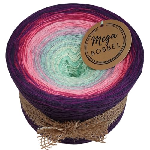 MegaBobbel*Traumtanz*A438* (Außenfarbe: Bischof+Lila) Farbverlaufsgarn - Lace Garn Bobbel Wolle zum Häkeln & Stricken - 50% Baumwolle/50% Polyacryl (3 fädig, 3750m) von Generisch