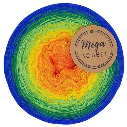 MegaBobbel*Tropenparadies*A49* (Außenfarbe: Enzian) Farbverlaufsgarn - Lace Garn Bobbel Wolle zum Häkeln & Stricken - 50% Baumwolle/50% Polyacryl (4 fädig, 3750m) von Generisch