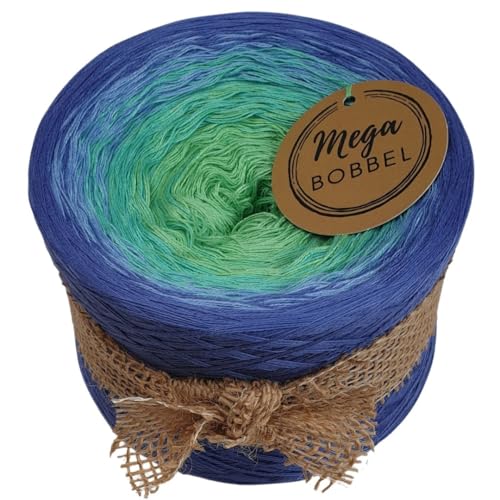 MegaBobbel*Violettgrün*A456* (Außenfarbe: Violett 2) Farbverlaufsgarn - Lace Garn Bobbel Wolle zum Häkeln & Stricken - 50% Baumwolle/50% Polyacryl (4 fädig, 1250m) von Generisch