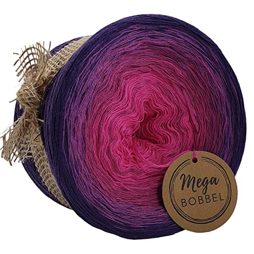 MegaBobbel*Wilde Beeren*210*Farbverlaufsgarn (GP:67,50€/kg) Lace Garn Bobbel Wolle zum Häkeln & Stricken (3fädig-ca.1500m / Außenfarbe: Lila) von Generisch