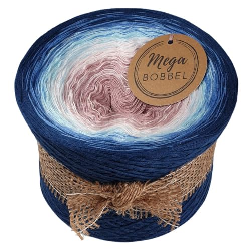 MegaBobbel*Wintermärchen*A348* (Außenfarbe: Mitternachtsblau) Farbverlaufsgarn - Lace Garn Bobbel Wolle zum Häkeln & Stricken (3 fädig, 1000m) von Generisch