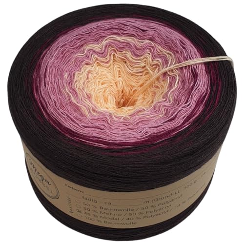 MegaBobbel- MODALmix *Beerenträume*AMD72* (Außenfarbe: Schokolade) Farbverlaufsgarn - Lace Garn Bobbel Wolle zum Häkeln & Stricken (4 fädig, 2000m) von Generisch