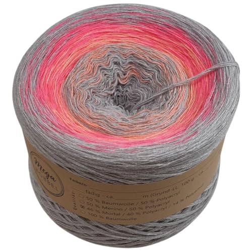 MegaBobbel- MODALmix *Cocktail*AMD69* Farbverlaufsgarn - Lace Garn Bobbel Wolle zum Häkeln & Stricken (4 fädig, 2000m) von Generisch