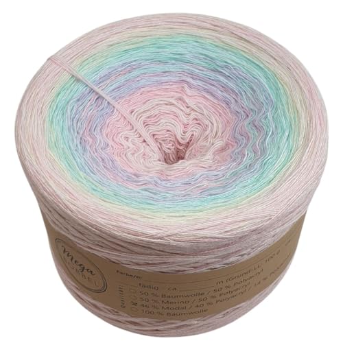 MegaBobbel- MODALmix *Einhorn*AMD59* Farbverlaufsgarn - Lace Garn Bobbel Wolle zum Häkeln & Stricken (4 fädig, 1000m) von Generisch