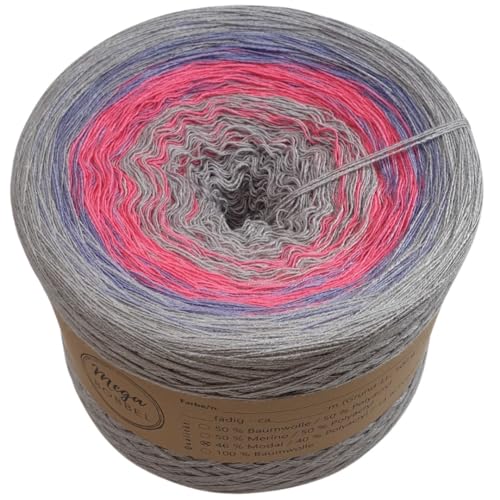 MegaBobbel- MODALmix *Einhornliebe*AMD70* Farbverlaufsgarn - Lace Garn Bobbel Wolle zum Häkeln & Stricken (3 fädig, 1700m) von Generisch