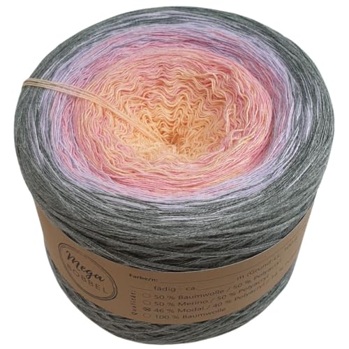 MegaBobbel- MODALmix *Elfenglück*AMD66* (Außenfarbe: Flanell) Farbverlaufsgarn - Lace Garn Bobbel Wolle zum Häkeln & Stricken (4 fädig, 1000m) von Generisch