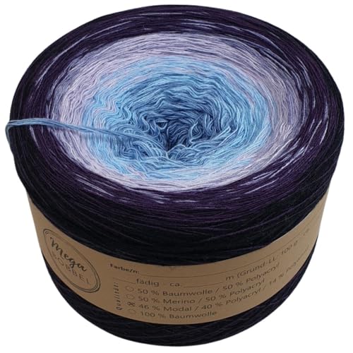 MegaBobbel- MODALmix *Galaxie*AMD73* (Außenfarbe: Aubergine+Schwarz) Farbverlaufsgarn - Lace Garn Bobbel Wolle zum Häkeln & Stricken (4 fädig, 2000m) von Generisch