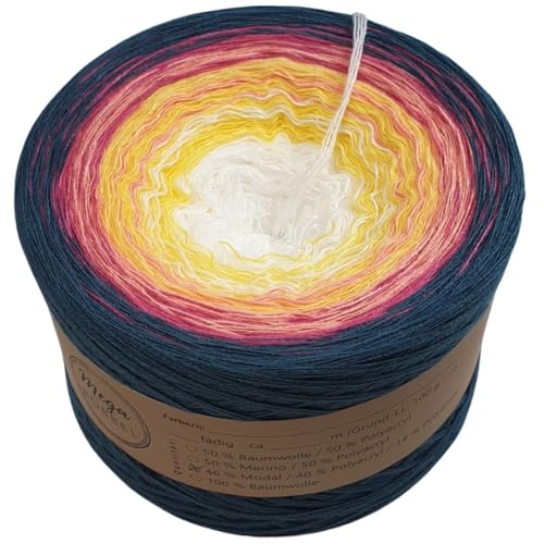 MegaBobbel- MODALmix *Herzensfreude*AMD68* (Außenfarbe: Gewitter) Farbverlaufsgarn - Lace Garn Bobbel Wolle zum Häkeln & Stricken (3 fädig, 700m) von Generisch