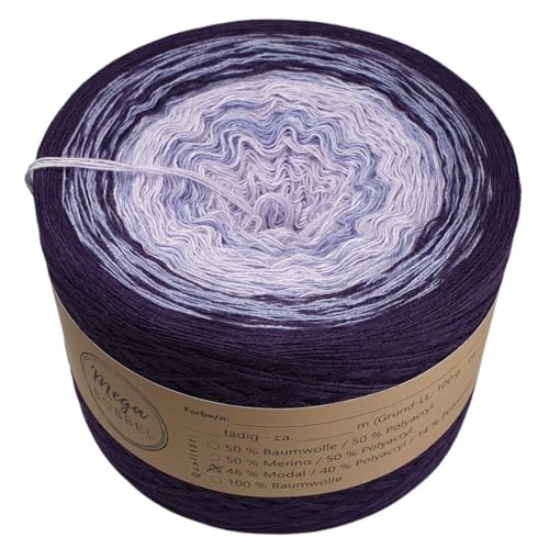 MegaBobbel- MODALmix *Lavendeltraum*AMD3* (Außenfarbe: Aubergine) Farbverlaufsgarn - Lace Garn Bobbel Wolle zum Häkeln & Stricken (4 fädig, 700m) von Generisch