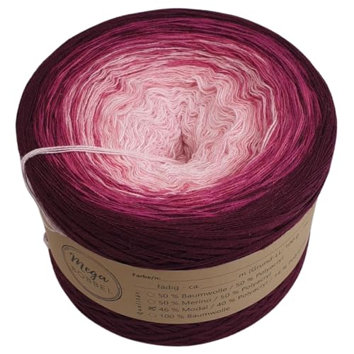 MegaBobbel- MODALmix *Pinke Beeren*AMD55* (Außenfarbe: Purpur) Farbverlaufsgarn - Lace Garn Bobbel Wolle zum Häkeln & Stricken (3 fädig, 1500m) von Generisch