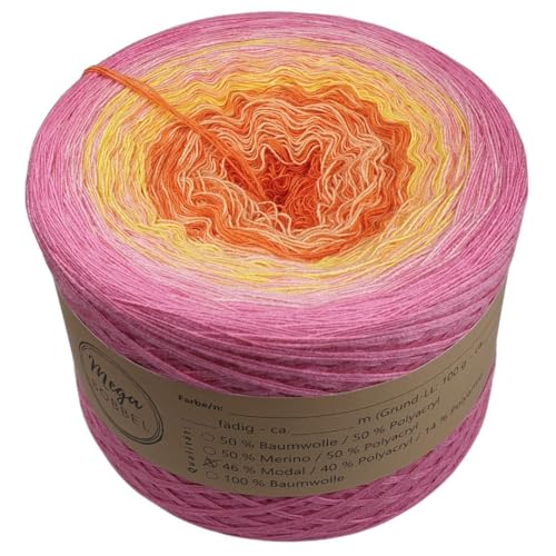 MegaBobbel- MODALmix *Sommerglück*AMD16* (Außenfarbe: Erikaviolett) Farbverlaufsgarn - Lace Garn Bobbel Wolle zum Häkeln & Stricken (4 fädig, 1000m) von Generisch