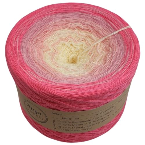 MegaBobbel- MODALmix *Sommertraum*AMD45* (Außenfarbe: Candy) Farbverlaufsgarn - Lace Garn Bobbel Wolle zum Häkeln & Stricken (4 fädig, 1500m) von Generisch