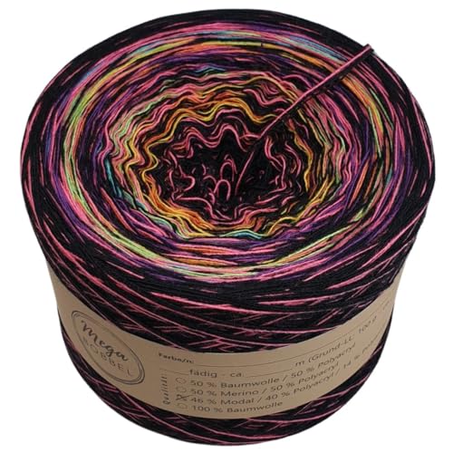 MegaBobbel- MODALmix *Verrückter Strudel Nr.5*AMD44* Farbverlaufsgarn - Lace Garn Bobbel Wolle zum Häkeln & Stricken (4 fädig, 2000m) von Generisch
