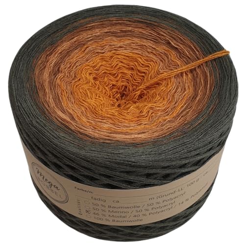 MegaBobbel- MODALmix *Waldgeflüster*AMD37* (Außenfarbe: Khaki) Farbverlaufsgarn - Lace Garn Bobbel Wolle zum Häkeln & Stricken (4 fädig, 2000m) von Generisch